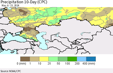 Russian Federation Precipitation 10-Day (CPC) Thematic Map For 5/6/2024 - 5/15/2024