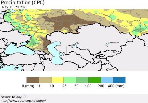 Russian Federation Precipitation (CPC) Thematic Map For 5/11/2021 - 5/20/2021