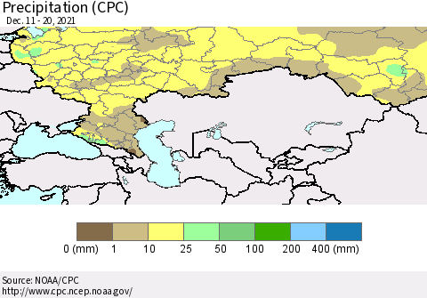 Russian Federation Precipitation (CPC) Thematic Map For 12/11/2021 - 12/20/2021