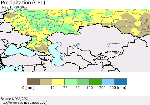 Russian Federation Precipitation (CPC) Thematic Map For 5/11/2022 - 5/20/2022