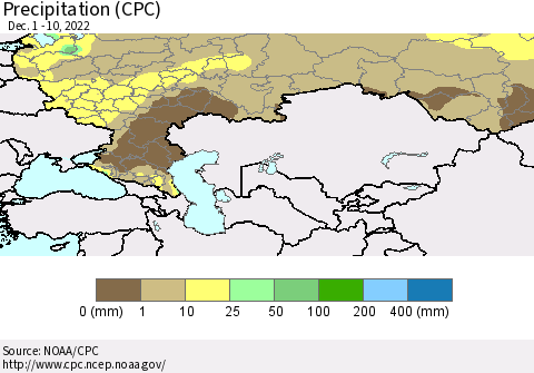 Russian Federation Precipitation (CPC) Thematic Map For 12/1/2022 - 12/10/2022