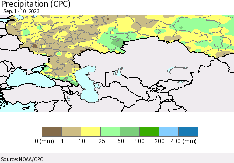 Russian Federation Precipitation (CPC) Thematic Map For 9/1/2023 - 9/10/2023
