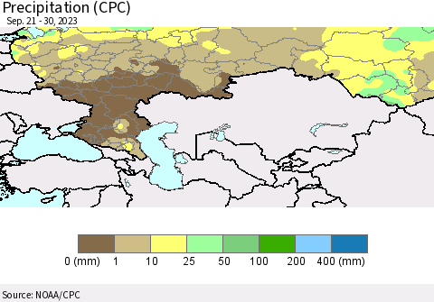 Russian Federation Precipitation (CPC) Thematic Map For 9/21/2023 - 9/30/2023