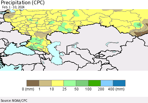 Russian Federation Precipitation (CPC) Thematic Map For 2/1/2024 - 2/10/2024