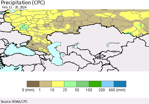 Russian Federation Precipitation (CPC) Thematic Map For 2/11/2024 - 2/20/2024