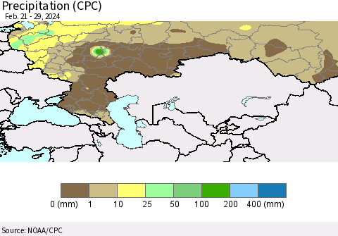 Russian Federation Precipitation (CPC) Thematic Map For 2/21/2024 - 2/29/2024