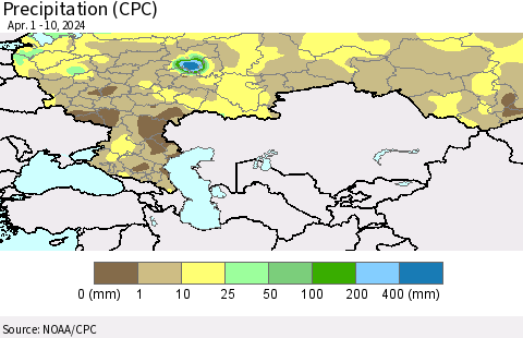 Russian Federation Precipitation (CPC) Thematic Map For 4/1/2024 - 4/10/2024
