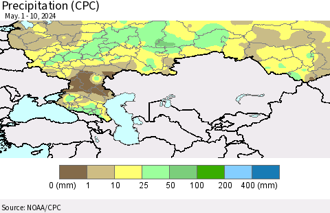 Russian Federation Precipitation (CPC) Thematic Map For 5/1/2024 - 5/10/2024