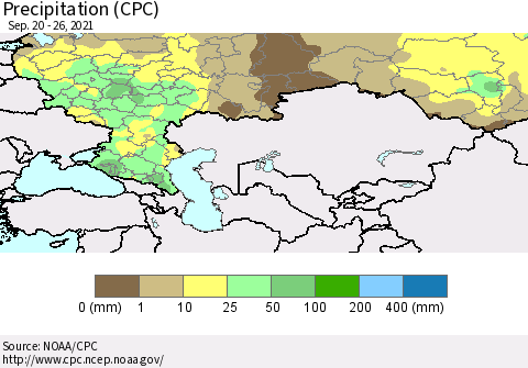 Russian Federation Precipitation (CPC) Thematic Map For 9/20/2021 - 9/26/2021