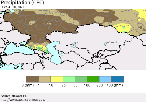 Russian Federation Precipitation (CPC) Thematic Map For 10/4/2021 - 10/10/2021