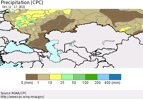 Russian Federation Precipitation (CPC) Thematic Map For 10/11/2021 - 10/17/2021