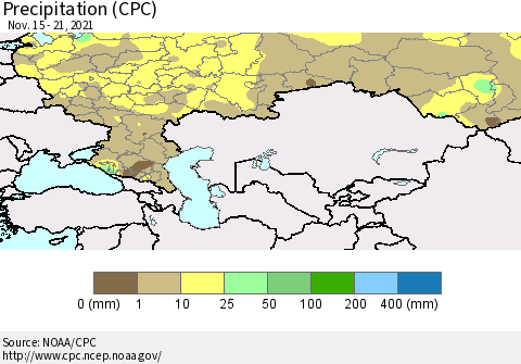 Russian Federation Precipitation (CPC) Thematic Map For 11/15/2021 - 11/21/2021