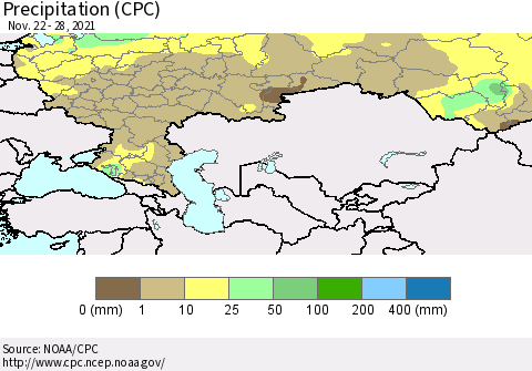 Russian Federation Precipitation (CPC) Thematic Map For 11/22/2021 - 11/28/2021