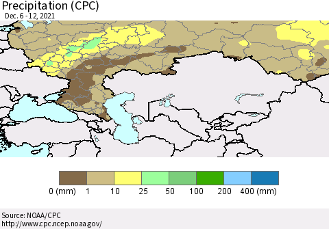 Russian Federation Precipitation (CPC) Thematic Map For 12/6/2021 - 12/12/2021