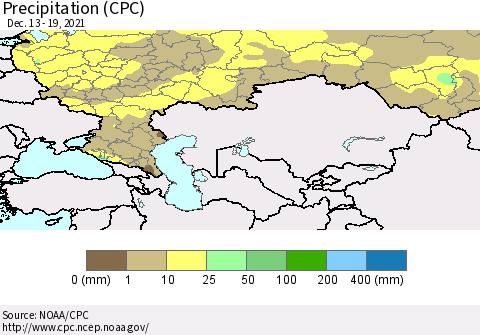 Russian Federation Precipitation (CPC) Thematic Map For 12/13/2021 - 12/19/2021