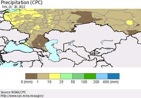 Russian Federation Precipitation (CPC) Thematic Map For 2/14/2022 - 2/20/2022