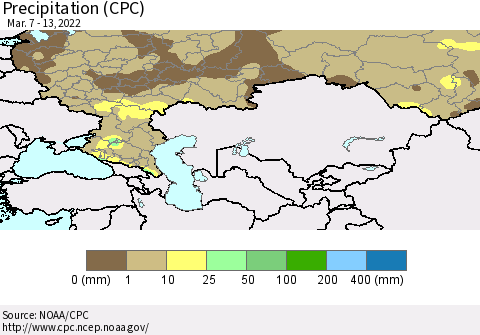 Russian Federation Precipitation (CPC) Thematic Map For 3/7/2022 - 3/13/2022