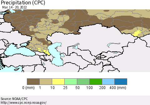 Russian Federation Precipitation (CPC) Thematic Map For 3/14/2022 - 3/20/2022