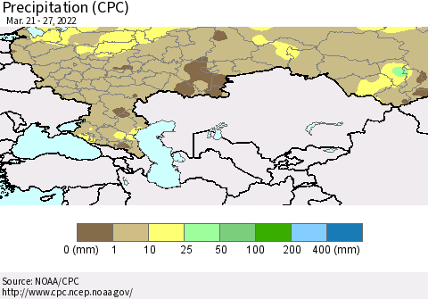 Russian Federation Precipitation (CPC) Thematic Map For 3/21/2022 - 3/27/2022