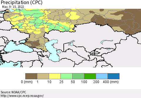 Russian Federation Precipitation (CPC) Thematic Map For 5/9/2022 - 5/15/2022