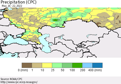Russian Federation Precipitation (CPC) Thematic Map For 5/16/2022 - 5/22/2022