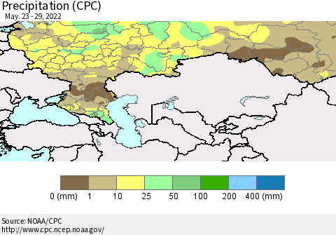 Russian Federation Precipitation (CPC) Thematic Map For 5/23/2022 - 5/29/2022