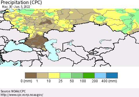 Russian Federation Precipitation (CPC) Thematic Map For 5/30/2022 - 6/5/2022