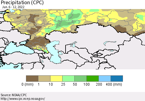Russian Federation Precipitation (CPC) Thematic Map For 6/6/2022 - 6/12/2022