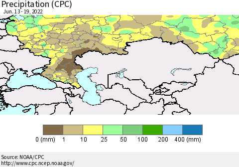 Russian Federation Precipitation (CPC) Thematic Map For 6/13/2022 - 6/19/2022