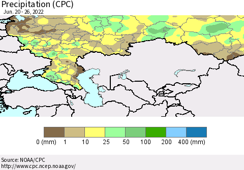 Russian Federation Precipitation (CPC) Thematic Map For 6/20/2022 - 6/26/2022