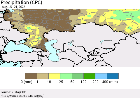 Russian Federation Precipitation (CPC) Thematic Map For 8/15/2022 - 8/21/2022