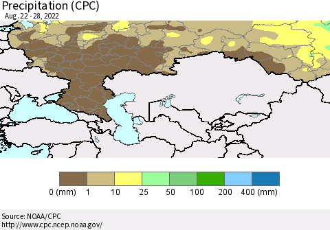 Russian Federation Precipitation (CPC) Thematic Map For 8/22/2022 - 8/28/2022