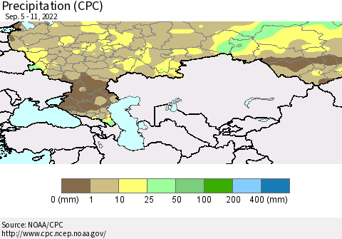 Russian Federation Precipitation (CPC) Thematic Map For 9/5/2022 - 9/11/2022
