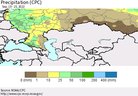 Russian Federation Precipitation (CPC) Thematic Map For 9/19/2022 - 9/25/2022