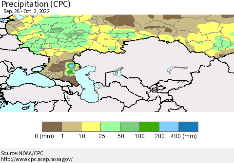 Russian Federation Precipitation (CPC) Thematic Map For 9/26/2022 - 10/2/2022