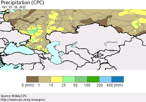 Russian Federation Precipitation (CPC) Thematic Map For 10/10/2022 - 10/16/2022