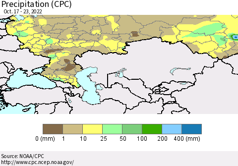 Russian Federation Precipitation (CPC) Thematic Map For 10/17/2022 - 10/23/2022