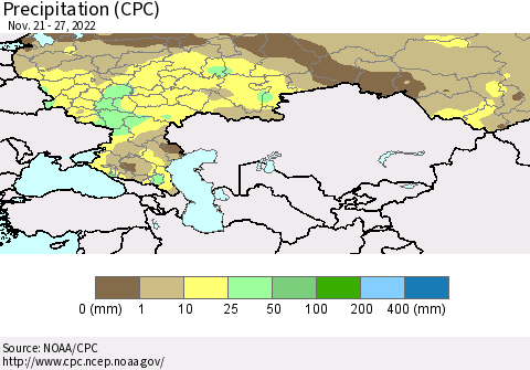 Russian Federation Precipitation (CPC) Thematic Map For 11/21/2022 - 11/27/2022
