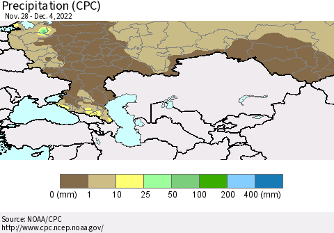 Russian Federation Precipitation (CPC) Thematic Map For 11/28/2022 - 12/4/2022