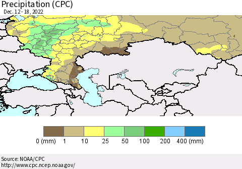 Russian Federation Precipitation (CPC) Thematic Map For 12/12/2022 - 12/18/2022