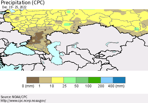 Russian Federation Precipitation (CPC) Thematic Map For 12/19/2022 - 12/25/2022