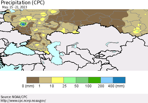 Russian Federation Precipitation (CPC) Thematic Map For 5/15/2023 - 5/21/2023