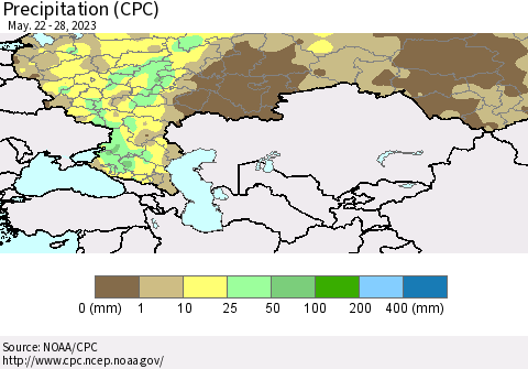 Russian Federation Precipitation (CPC) Thematic Map For 5/22/2023 - 5/28/2023