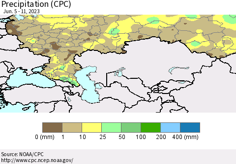 Russian Federation Precipitation (CPC) Thematic Map For 6/5/2023 - 6/11/2023
