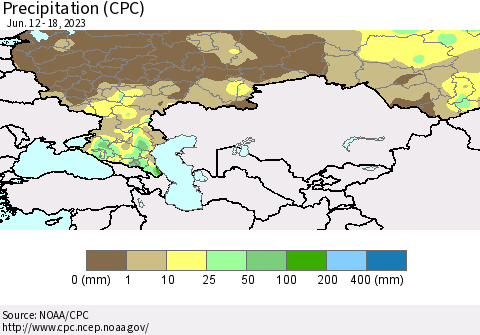 Russian Federation Precipitation (CPC) Thematic Map For 6/12/2023 - 6/18/2023