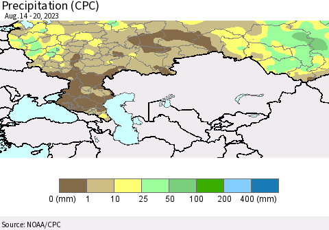 Russian Federation Precipitation (CPC) Thematic Map For 8/14/2023 - 8/20/2023