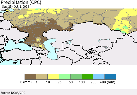 Russian Federation Precipitation (CPC) Thematic Map For 9/25/2023 - 10/1/2023