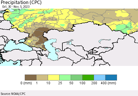 Russian Federation Precipitation (CPC) Thematic Map For 10/30/2023 - 11/5/2023