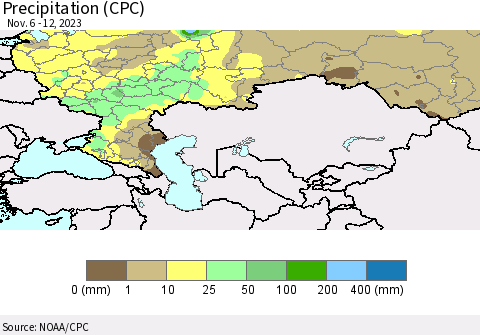 Russian Federation Precipitation (CPC) Thematic Map For 11/6/2023 - 11/12/2023
