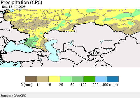 Russian Federation Precipitation (CPC) Thematic Map For 11/13/2023 - 11/19/2023